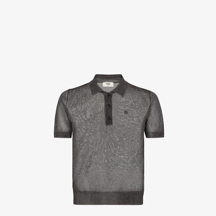 Fendi Black and silver metallic yarn polo shirt