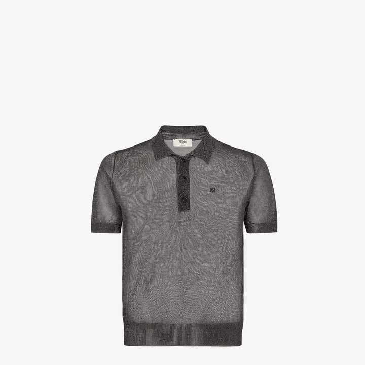 Fendi Black and silver metallic yarn polo shirt