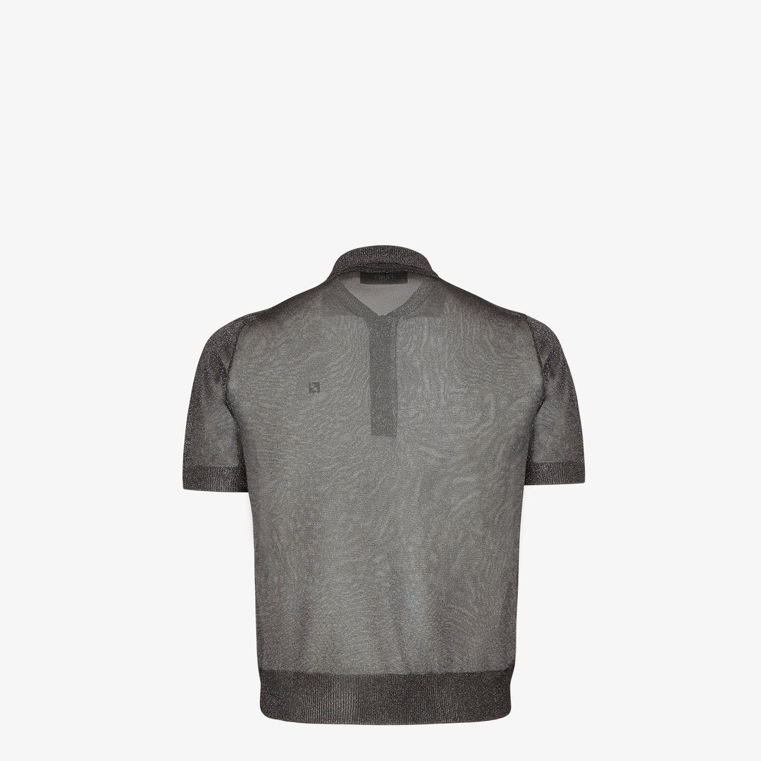 Fendi Black and silver metallic yarn polo shirt