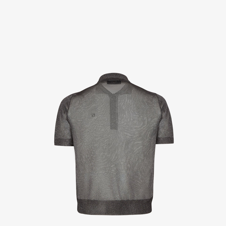 Fendi Black and silver metallic yarn polo shirt
