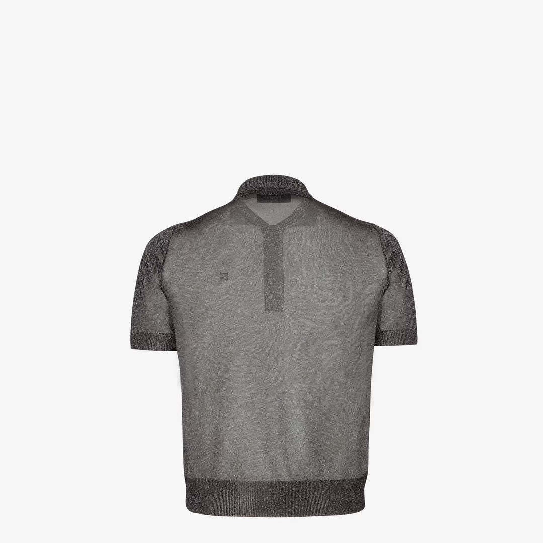 Fendi Black and silver metallic yarn polo shirt
