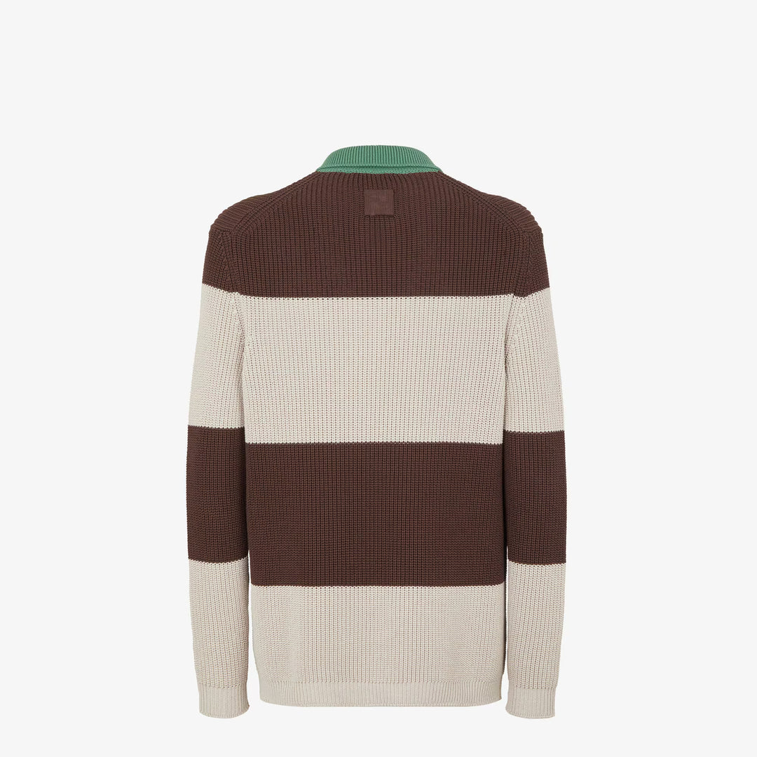 Fendi Brown and beige cotton jersey polo shirt