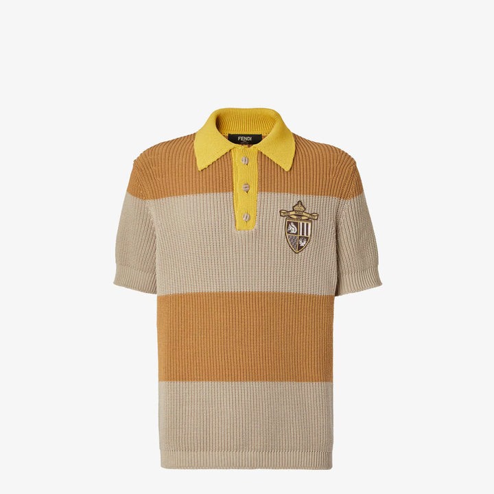 Fendi Yellow and beige cotton jersey polo shirt