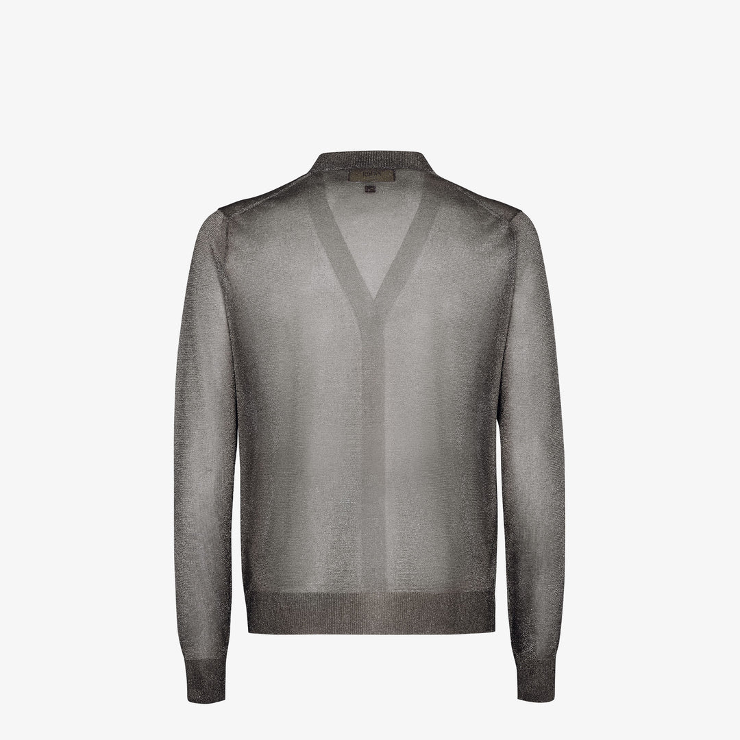 Fendi Black and silver-colored metallic yarn cardigan
