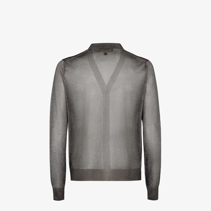 Fendi Black and silver-colored metallic yarn cardigan