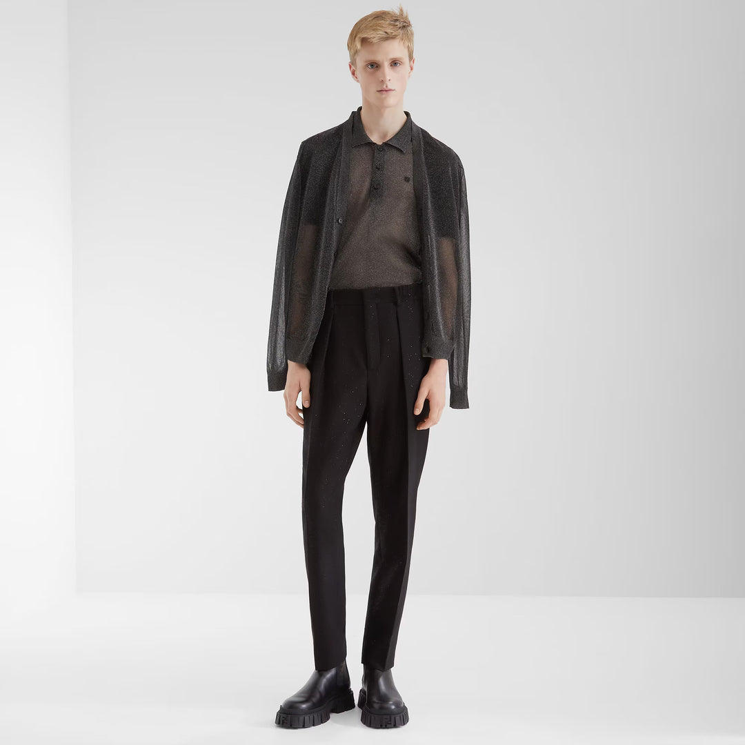 Fendi Gold-colored metallic yarn cardigan