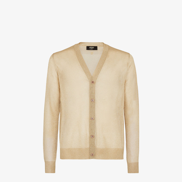 Fendi Black and silver-colored metallic yarn cardigan