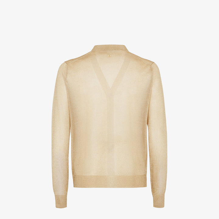 Fendi Black and silver-colored metallic yarn cardigan