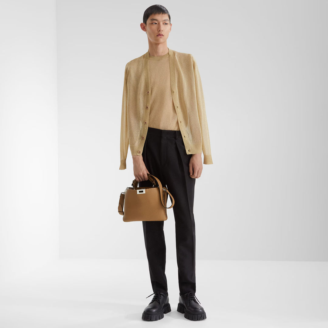 Fendi Gold-colored metallic yarn cardigan
