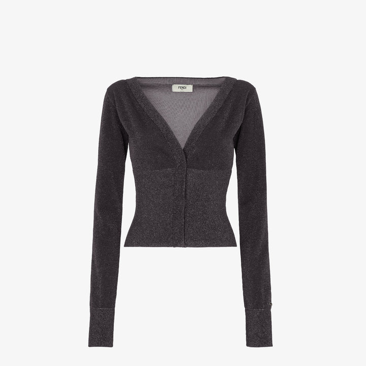 Fendi Black metallic yarn jersey cardigan