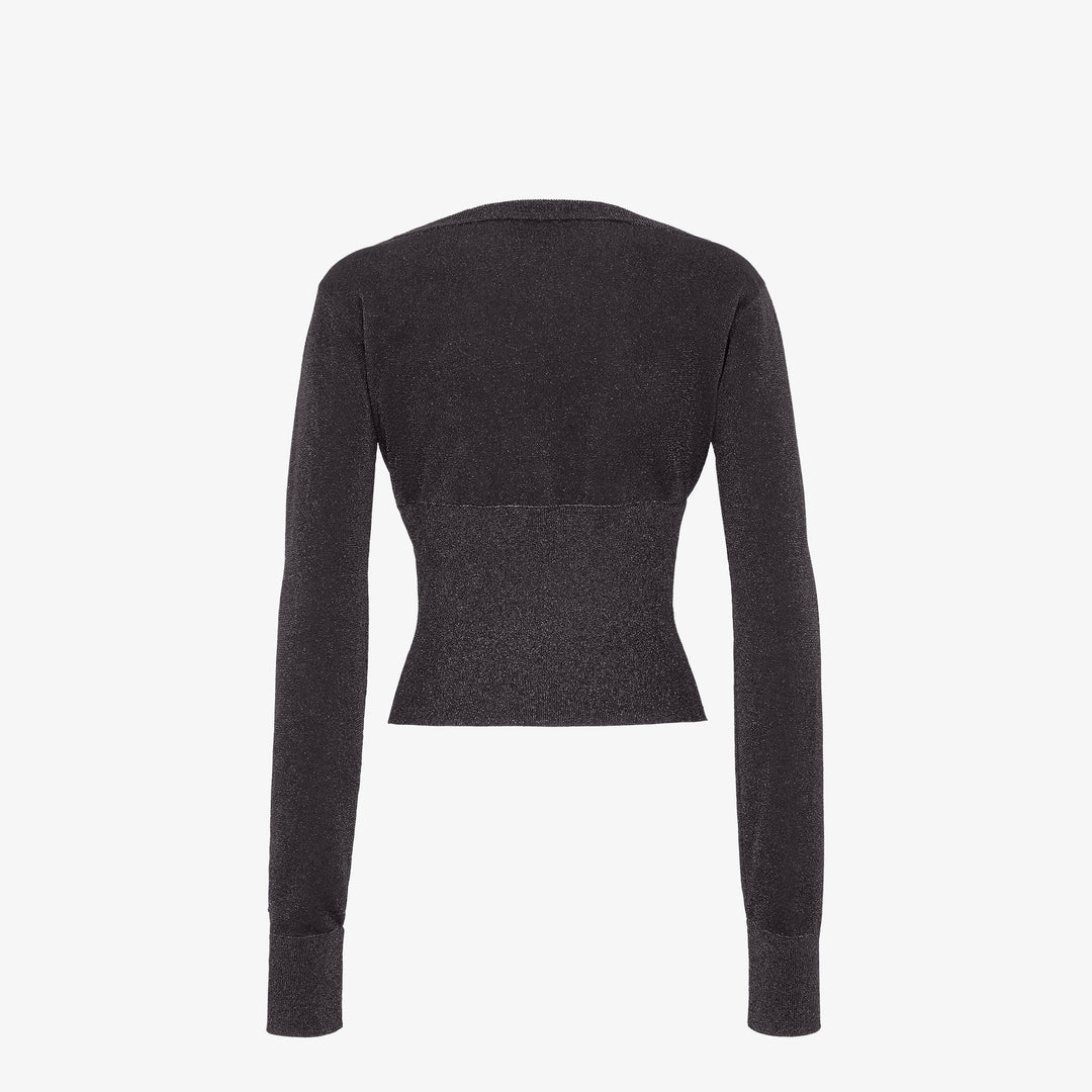 Fendi Black metallic yarn jersey cardigan