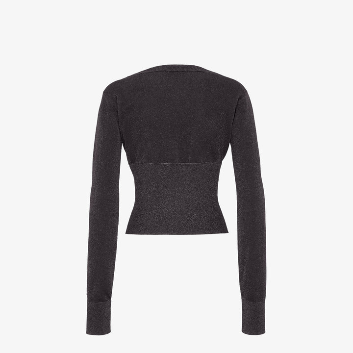 Fendi Black metallic yarn jersey cardigan