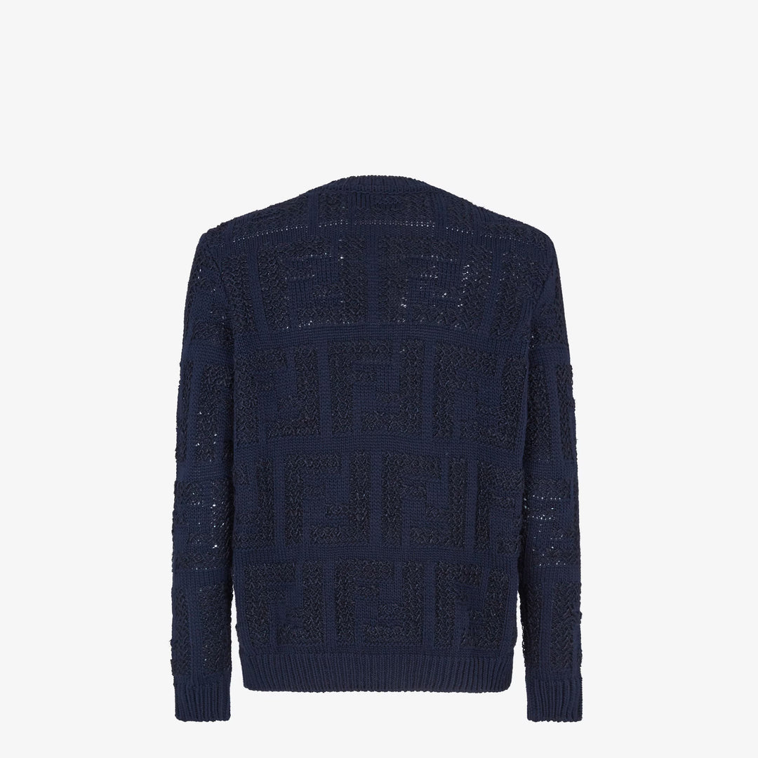 Fendi Blue FF cotton and linen jumper