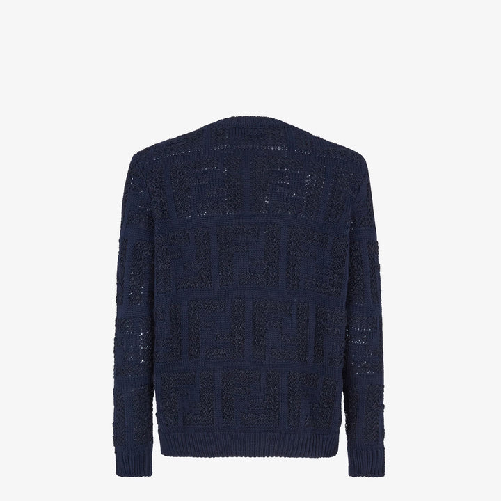 Fendi Blue FF cotton and linen jumper