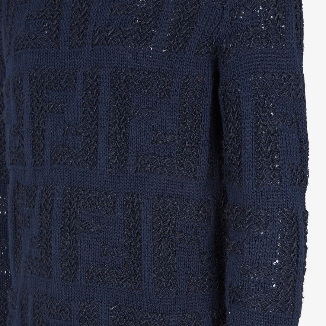 Fendi Blue FF cotton and linen jumper