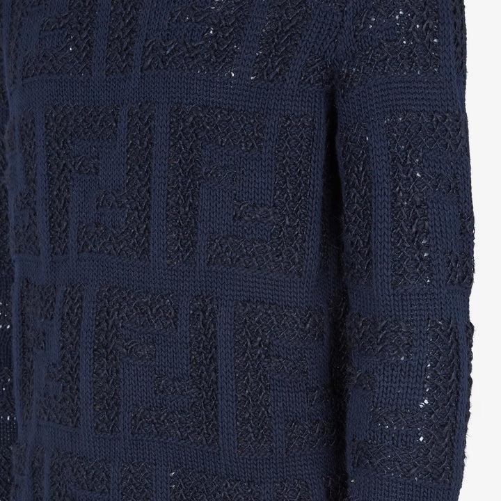 Fendi Blue FF cotton and linen jumper