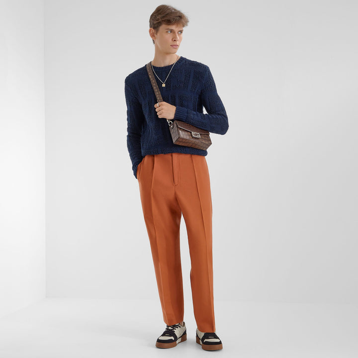 Fendi Blue FF cotton and linen jumper