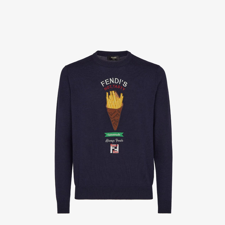 Fendi Sweater Blue wool Fendilicious pullover
