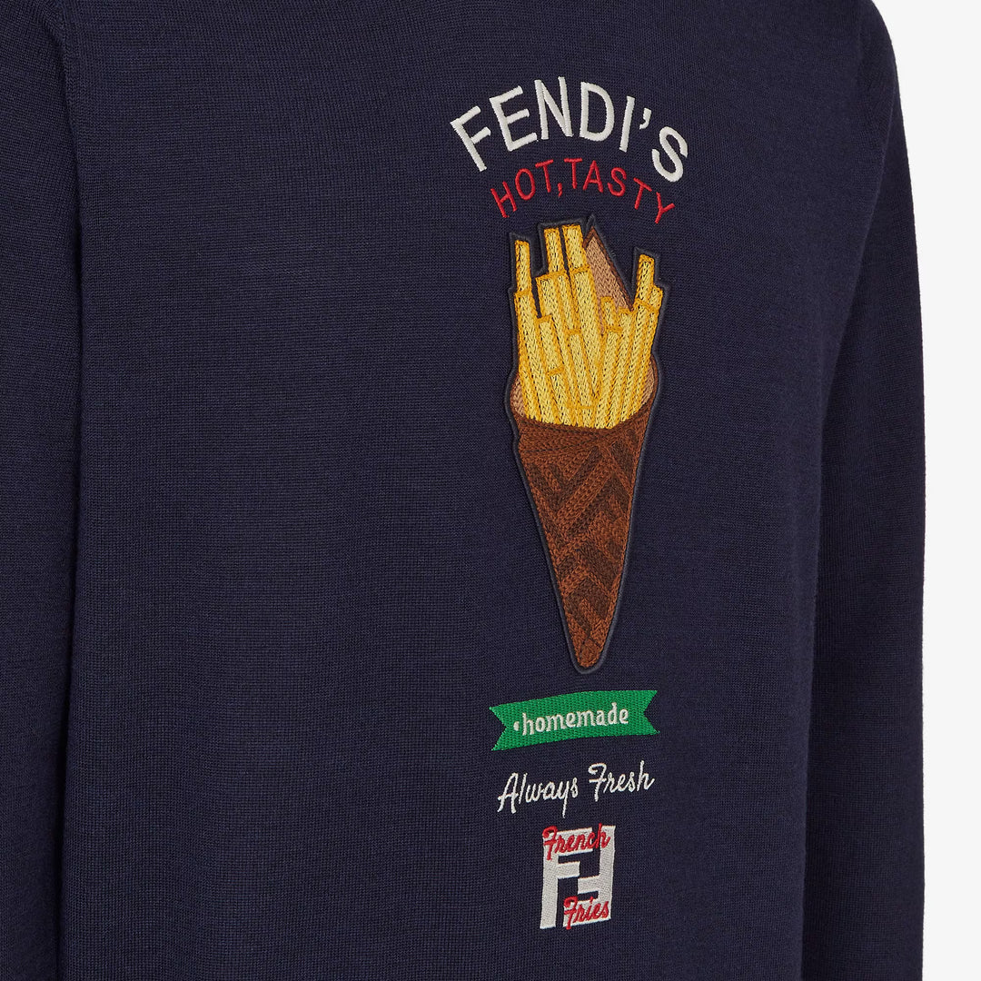 Fendi Sweater Blue wool Fendilicious pullover