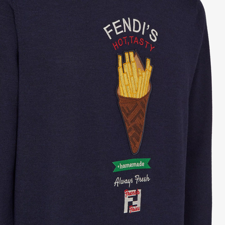 Fendi Sweater Blue wool Fendilicious pullover