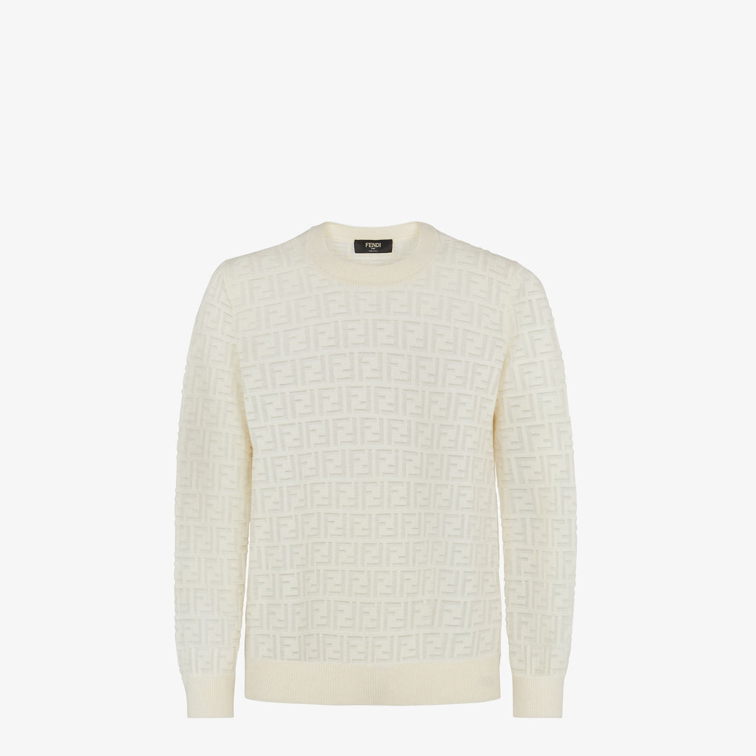 Fendi Blue wool and FF nylon pullover