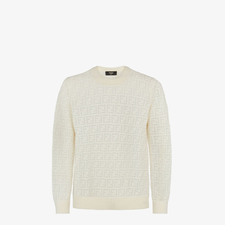 Fendi White wool and FF nylon pullover
