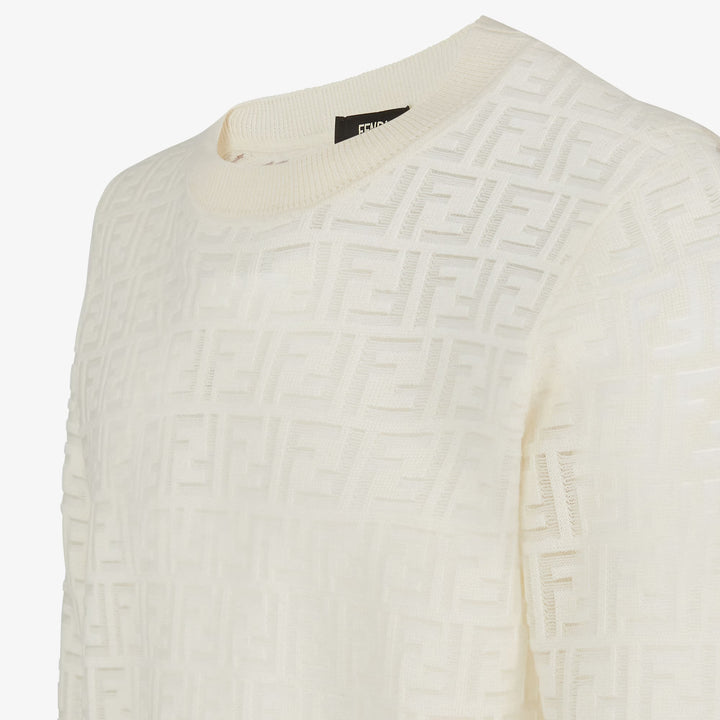 Fendi White wool and FF nylon pullover