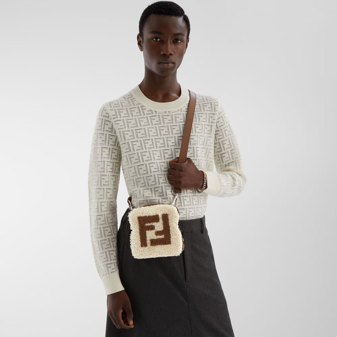 Fendi White wool and FF nylon pullover