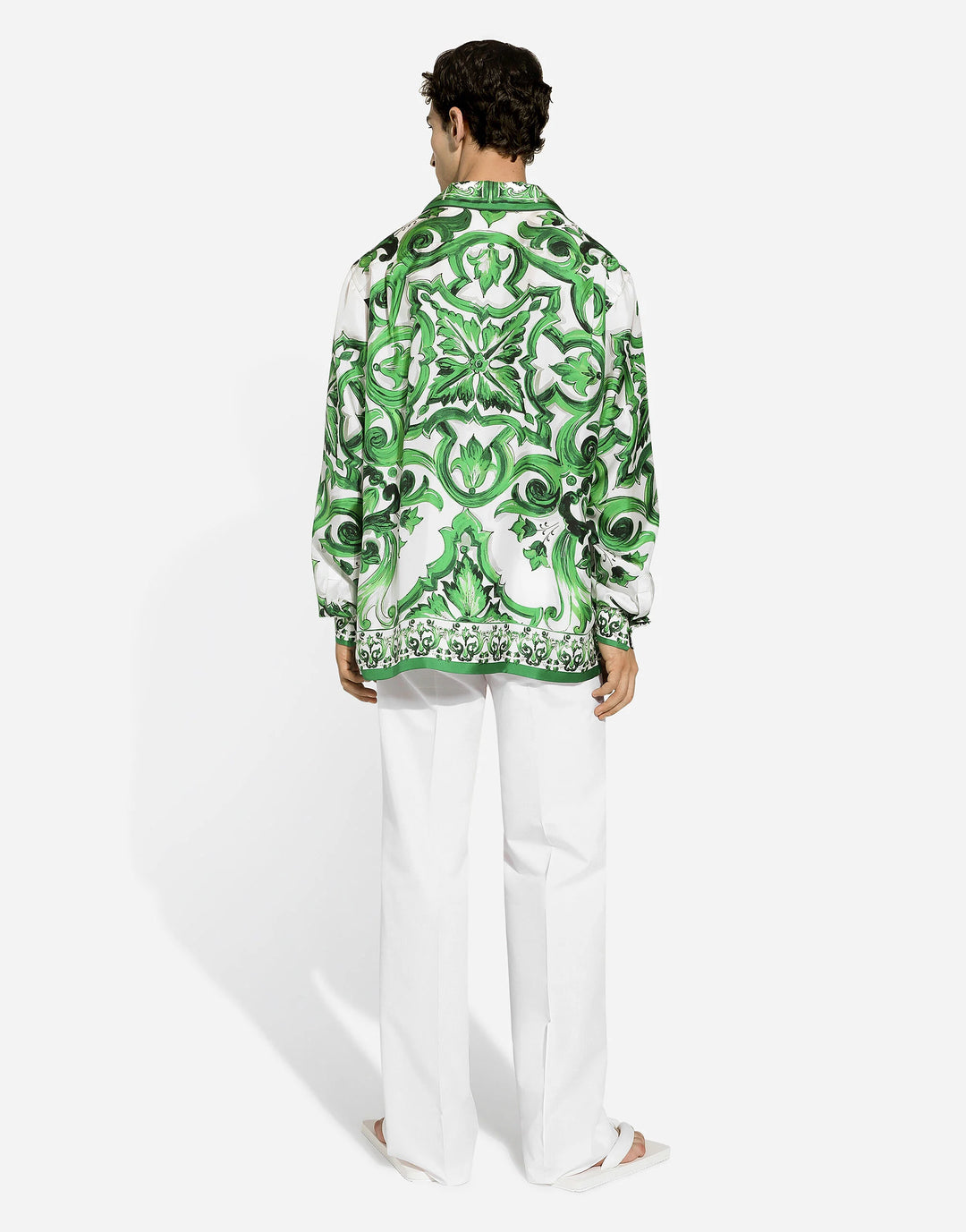 Dolce&Gabbana Silk twill shirt with majolica print