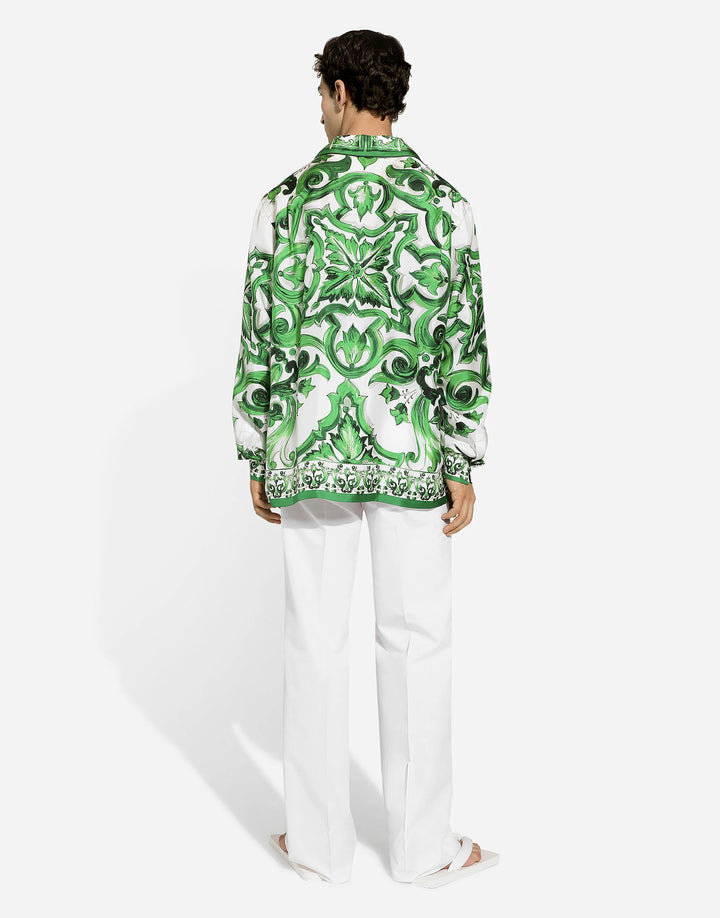 Dolce&Gabbana Silk twill shirt with majolica print