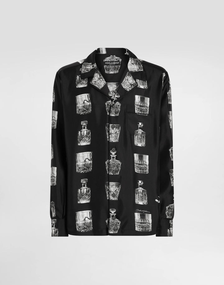 Dolce&Gabbana Silk shirt with liquor print