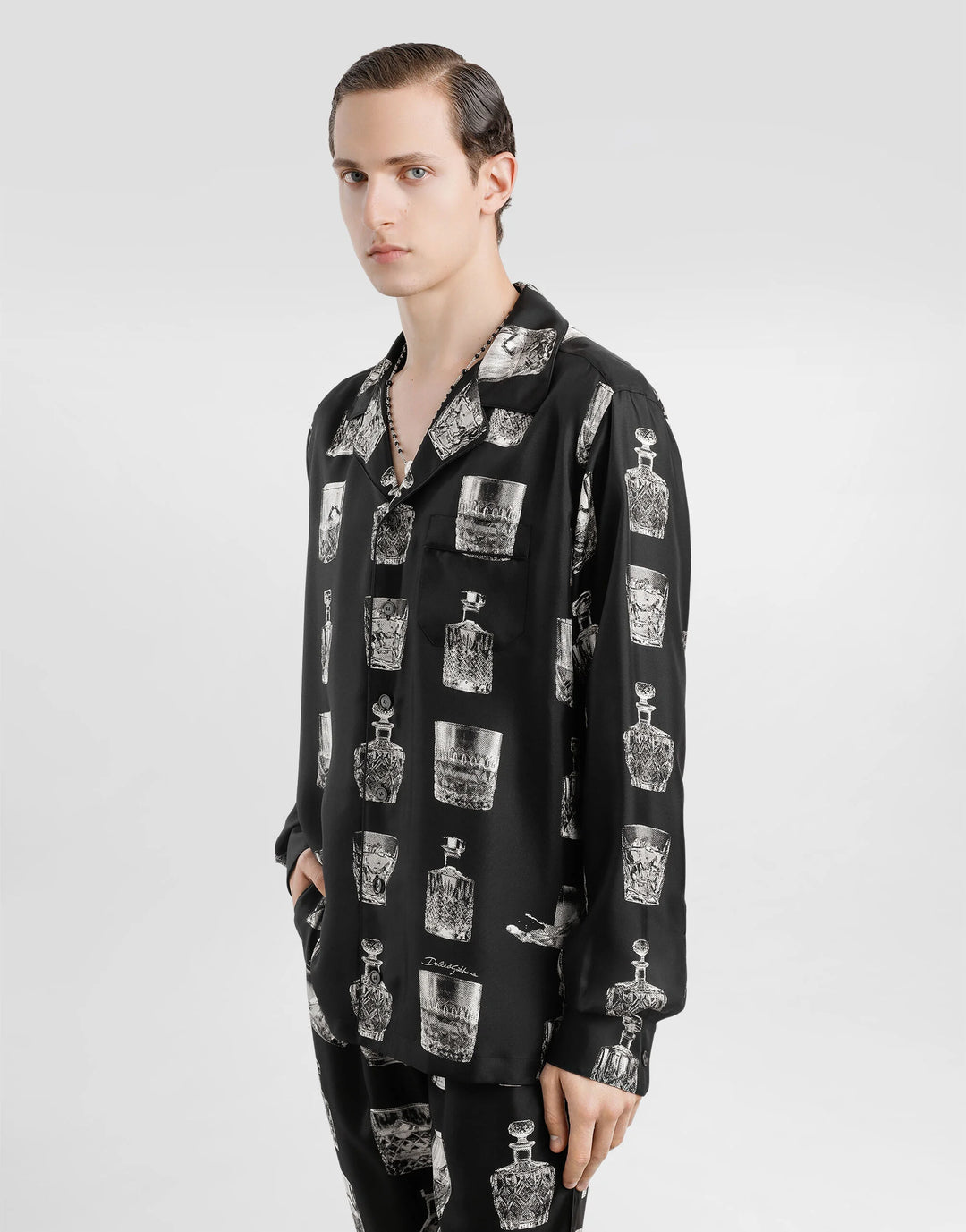 Dolce&Gabbana Silk shirt with liquor print