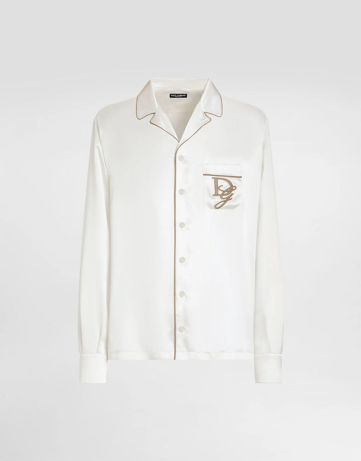 Dolce&Gabbana Silk vanity shirt with logo embroidery