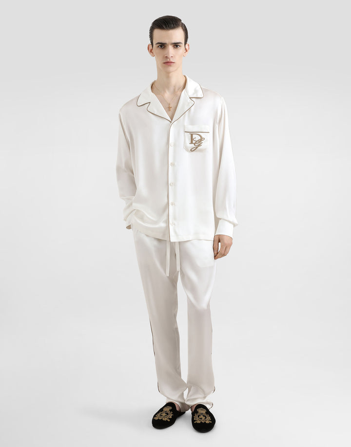 Dolce&Gabbana Silk vanity shirt with logo embroidery