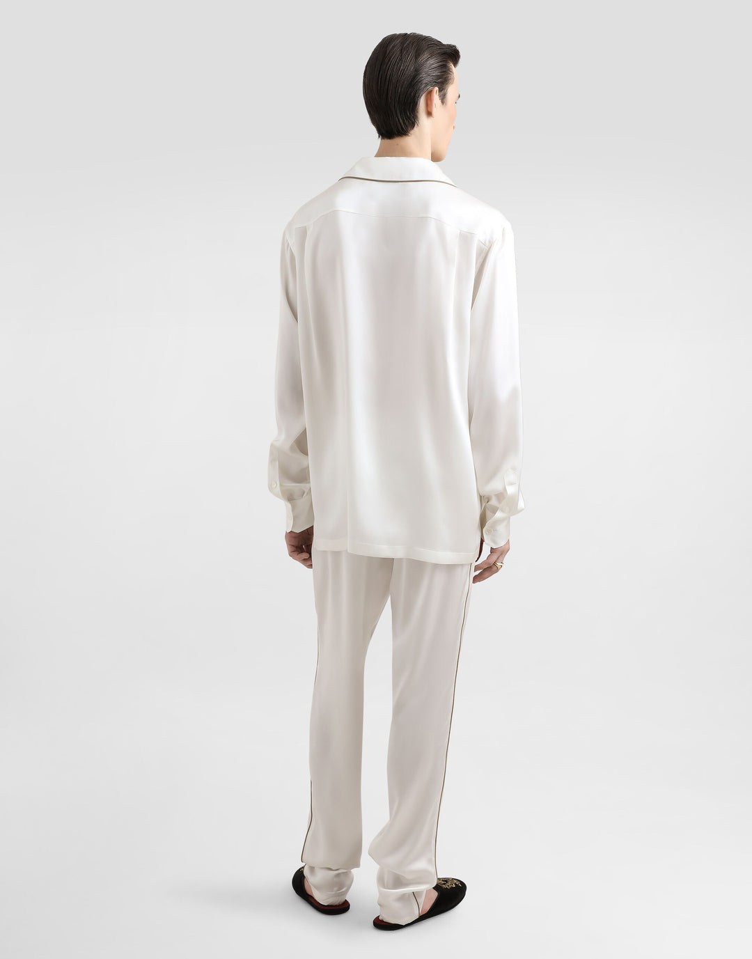 Dolce&Gabbana Silk vanity shirt with logo embroidery