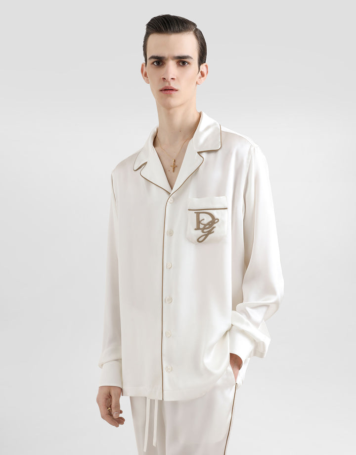 Dolce&Gabbana Silk vanity shirt with logo embroidery