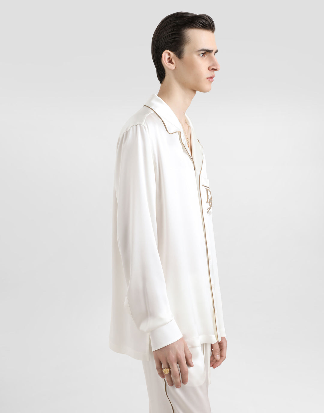 Dolce&Gabbana Silk vanity shirt with logo embroidery