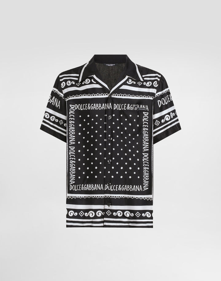 Dolce&Gabbana Printed silk and denim shirt