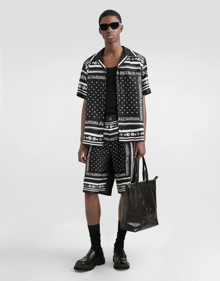 Dolce&Gabbana Printed silk and denim shirt