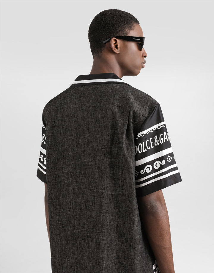 Dolce&Gabbana Printed silk and denim shirt