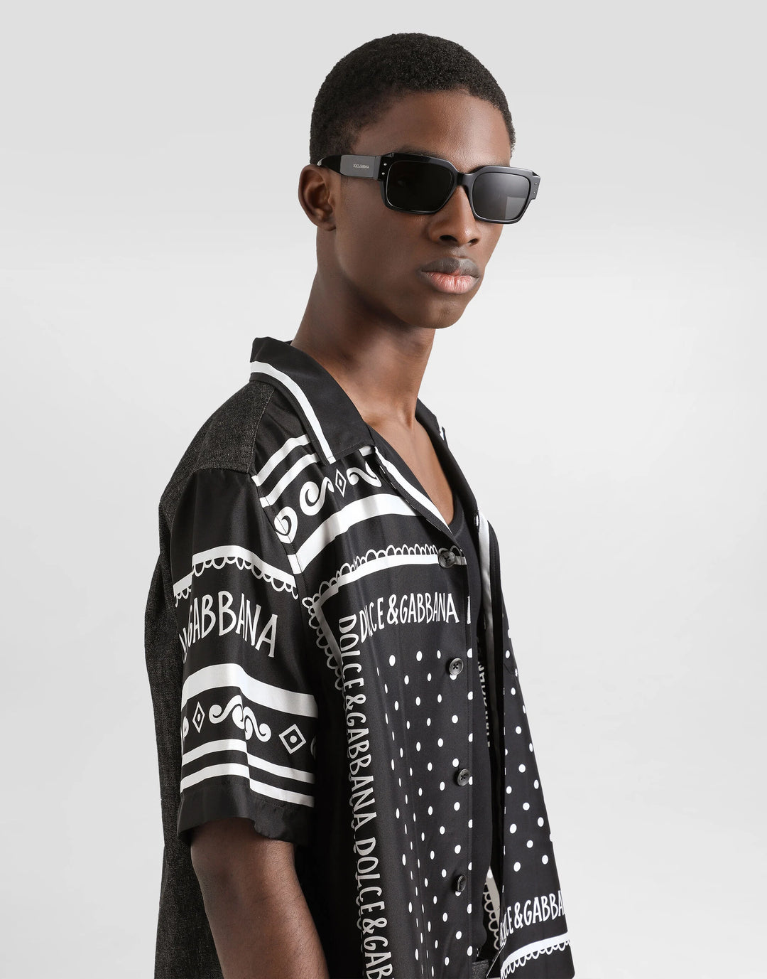 Dolce&Gabbana Printed silk and denim shirt