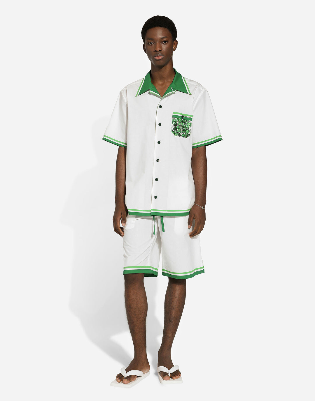 Dolce&Gabbana Poplin Hawaiian shirt with majolica print