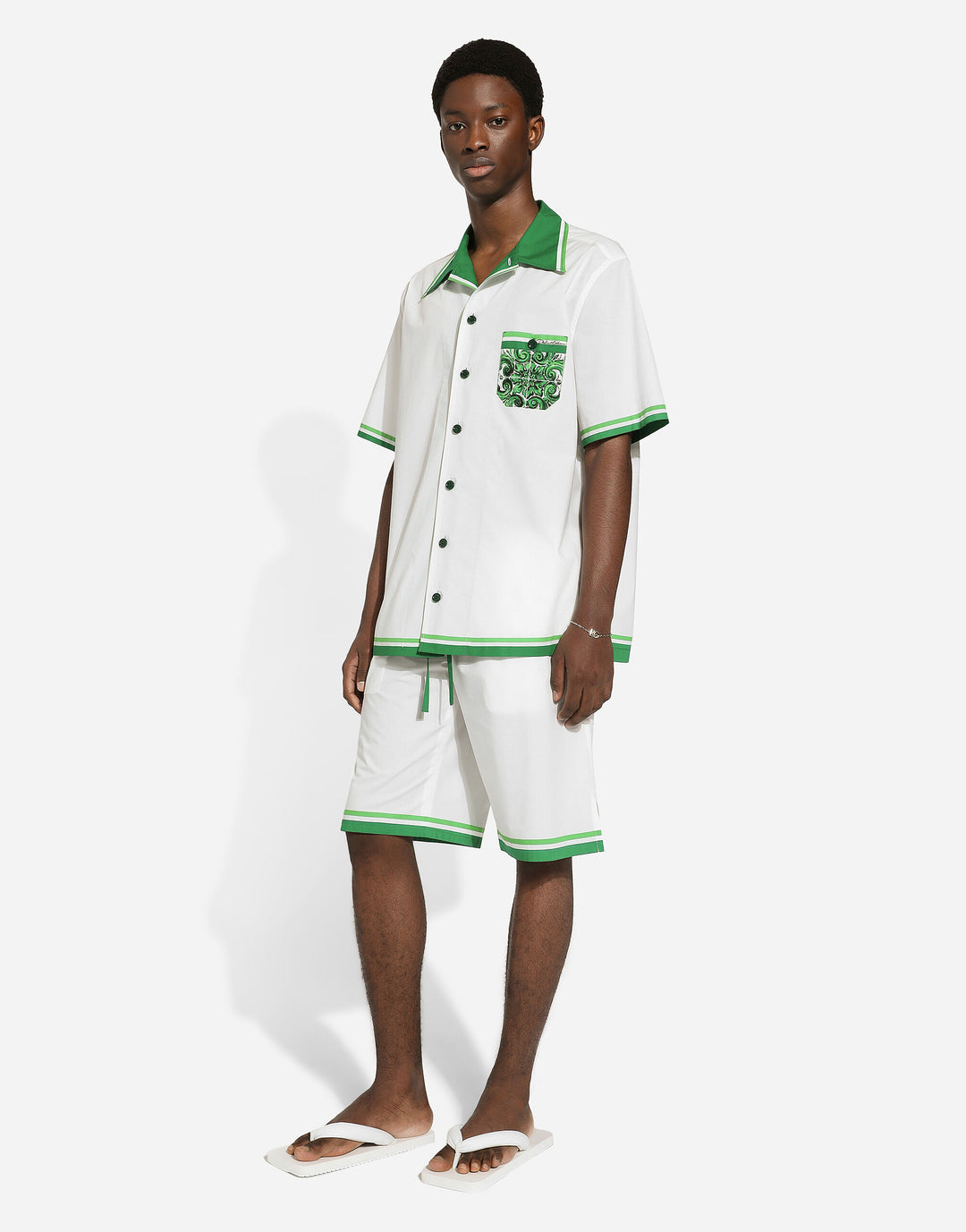 Dolce&Gabbana Poplin Hawaiian shirt with majolica print