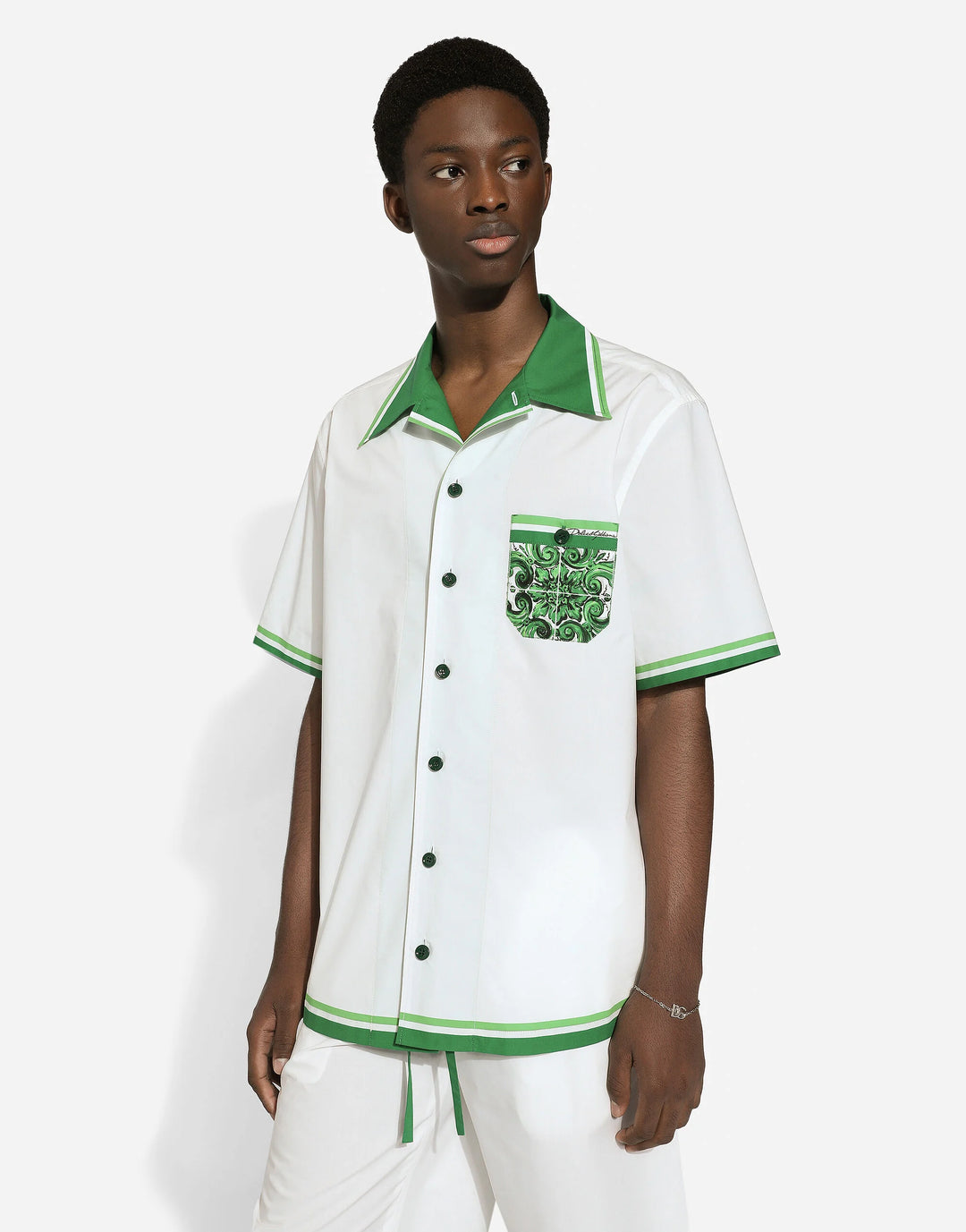 Dolce&Gabbana Poplin Hawaiian shirt with majolica print