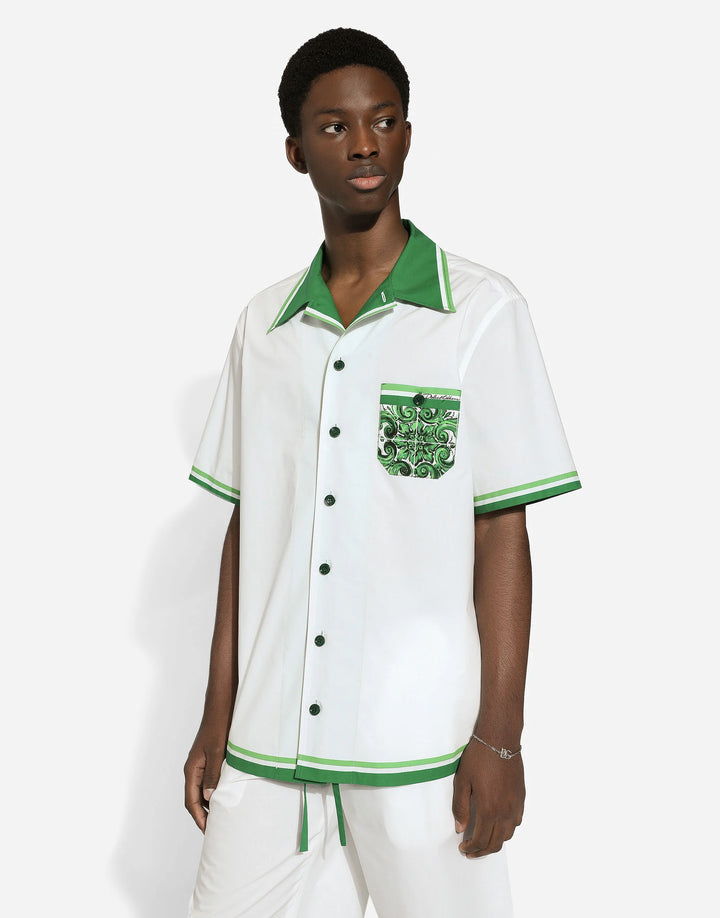 Dolce&Gabbana Poplin Hawaiian shirt with majolica print