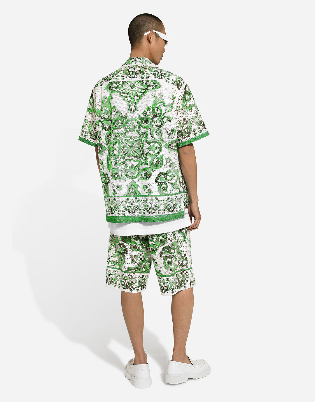 Dolce&Gabbana Majolica-print crochet Hawaiian shirt