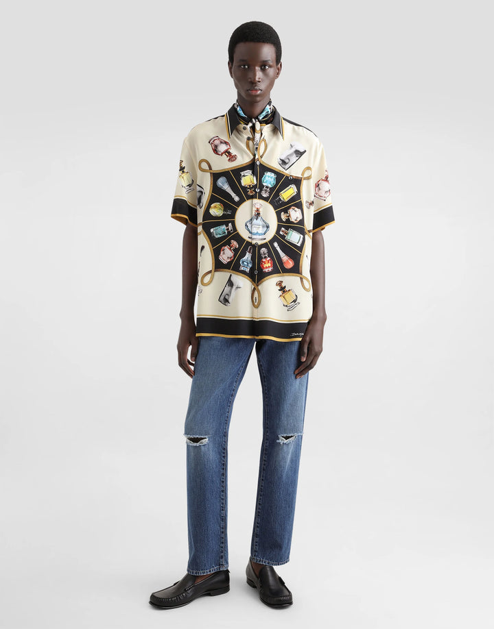 Dolce&Gabbana Silk shirt with perfume print