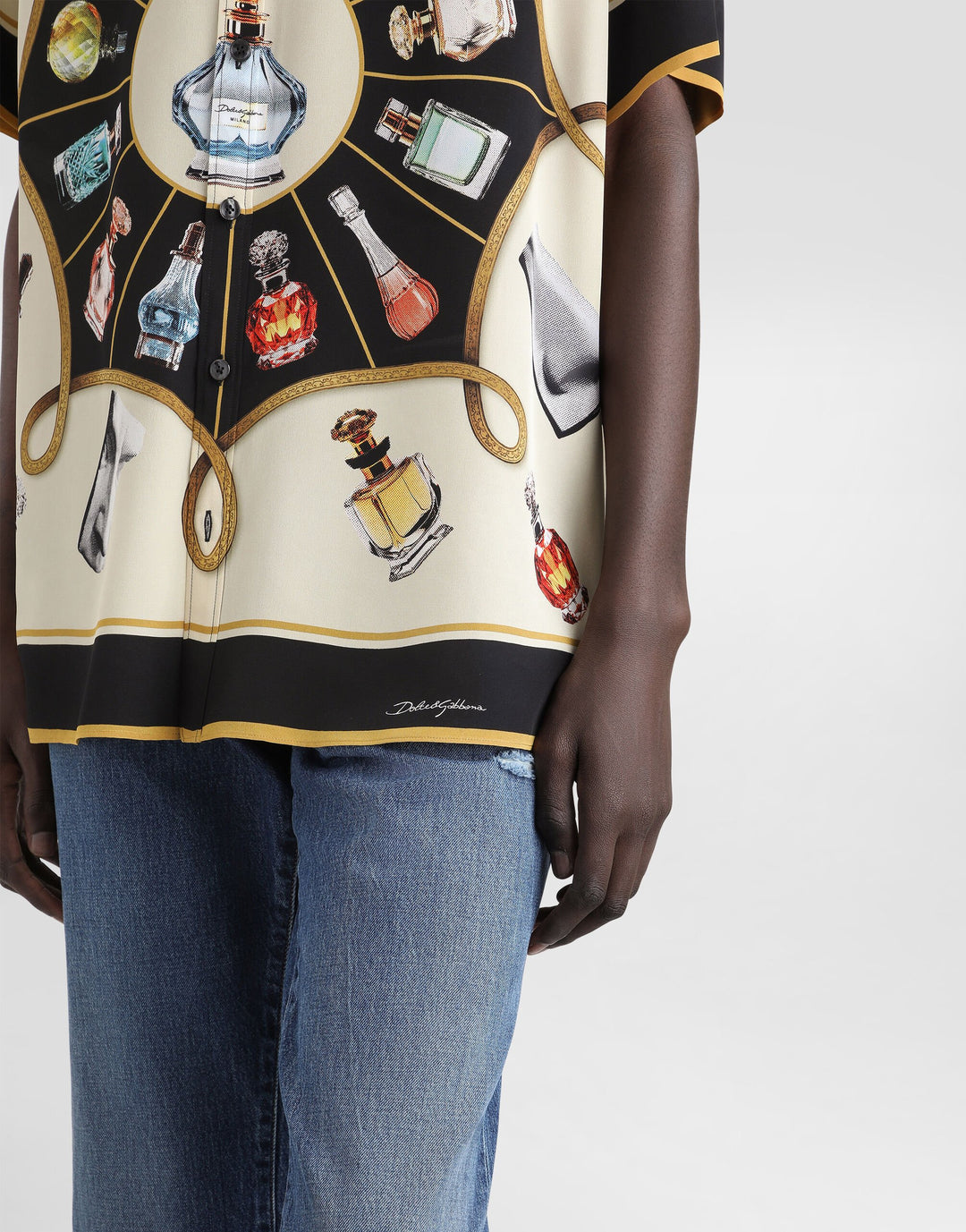 Dolce&Gabbana Silk shirt with perfume print