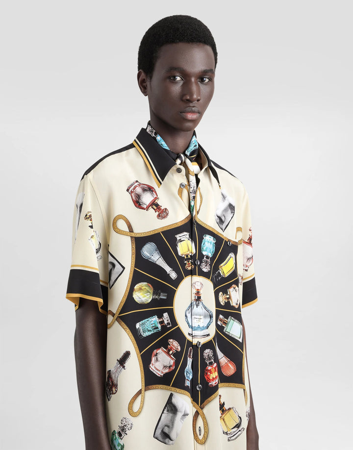 Dolce&Gabbana Silk shirt with perfume print