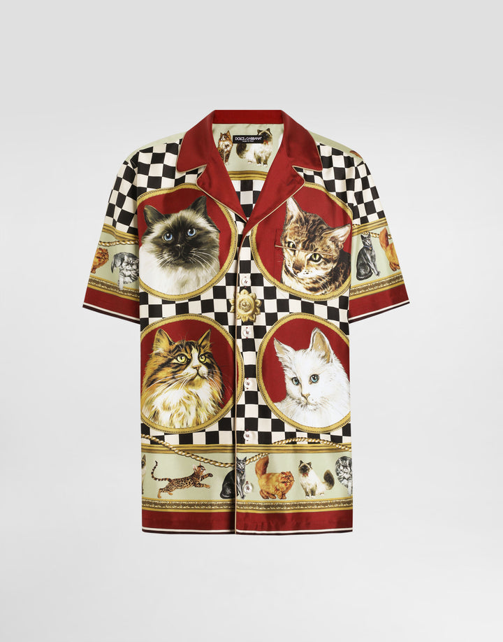 Dolce&Gabbana Silk shirt with cat print